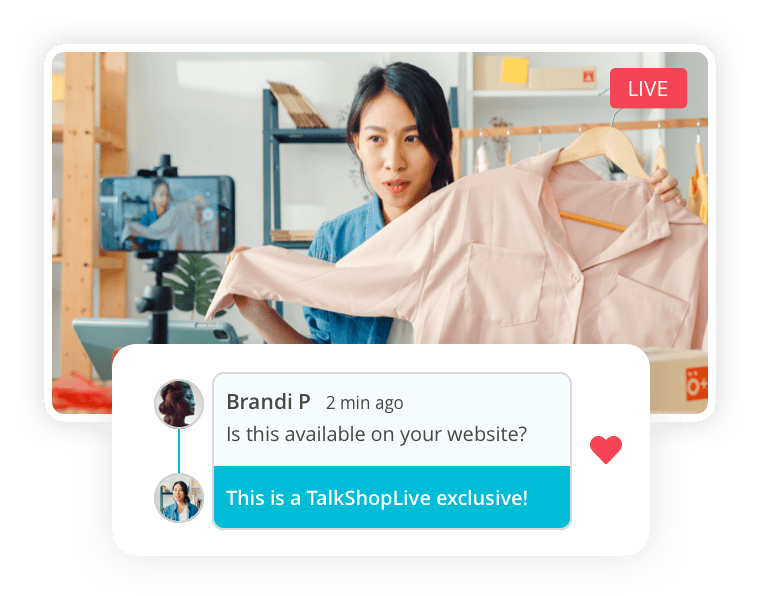 A mockup of what a TalkShopLive livestream looks like