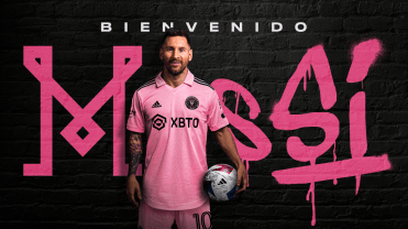 Lionel Messi wearing an Inter Miami uniform.